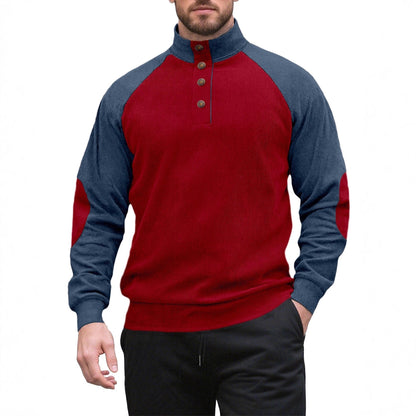 Herren Strickpullover Modern Stehkragen Knopfleiste