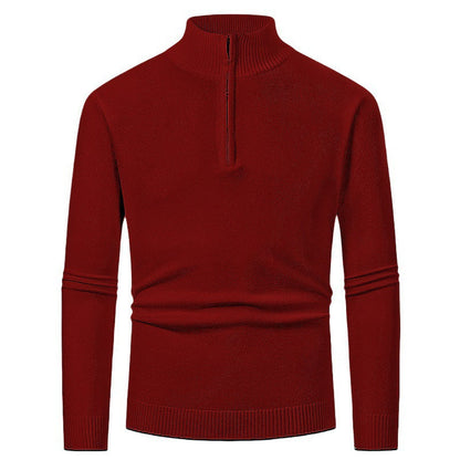 Herren Strickpullover Hochkragen Halbzipper Modern