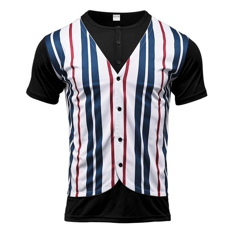 Herren Kurzarm-Shirt Modern Gestreift Trendig