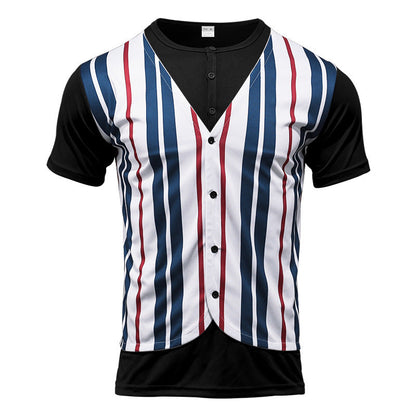 Herren Kurzarm-Shirt Modern Gestreift Trendig