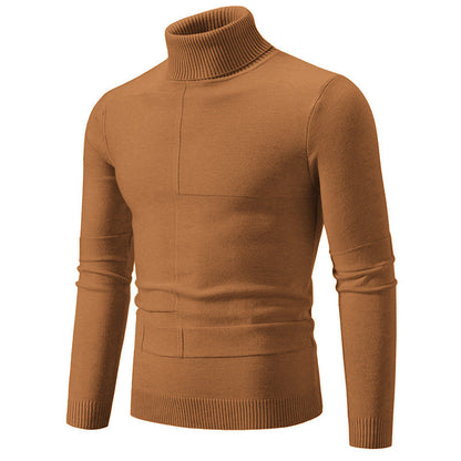 Herren Rollkragenpullover Modern Zopfmuster Elegante Männerpullover
