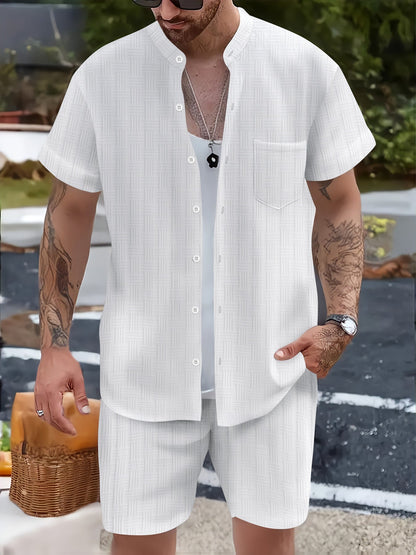 Herren Kurzarm Anzug Sommer Leicht Modern Mit Taschen