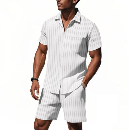 Herren Sommer Set Kurzarmhemd Shorts Modern