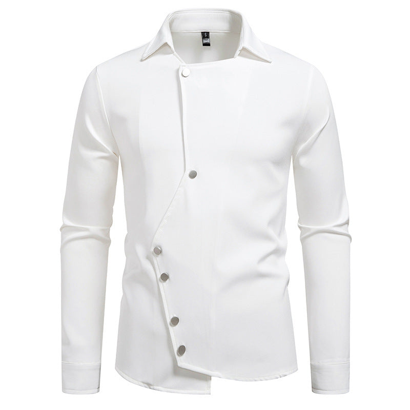 Herren Hemd Modern Asymmetrisch Knopfdesign Slim Fit