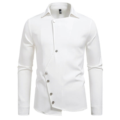 Herren Hemd Modern Asymmetrisch Knopfdesign Slim Fit