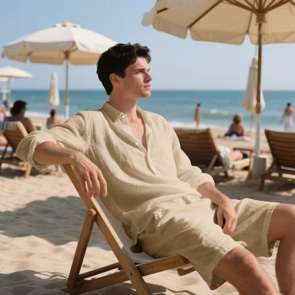 Herren Sommeroutfit Hemd Shorts Leicht