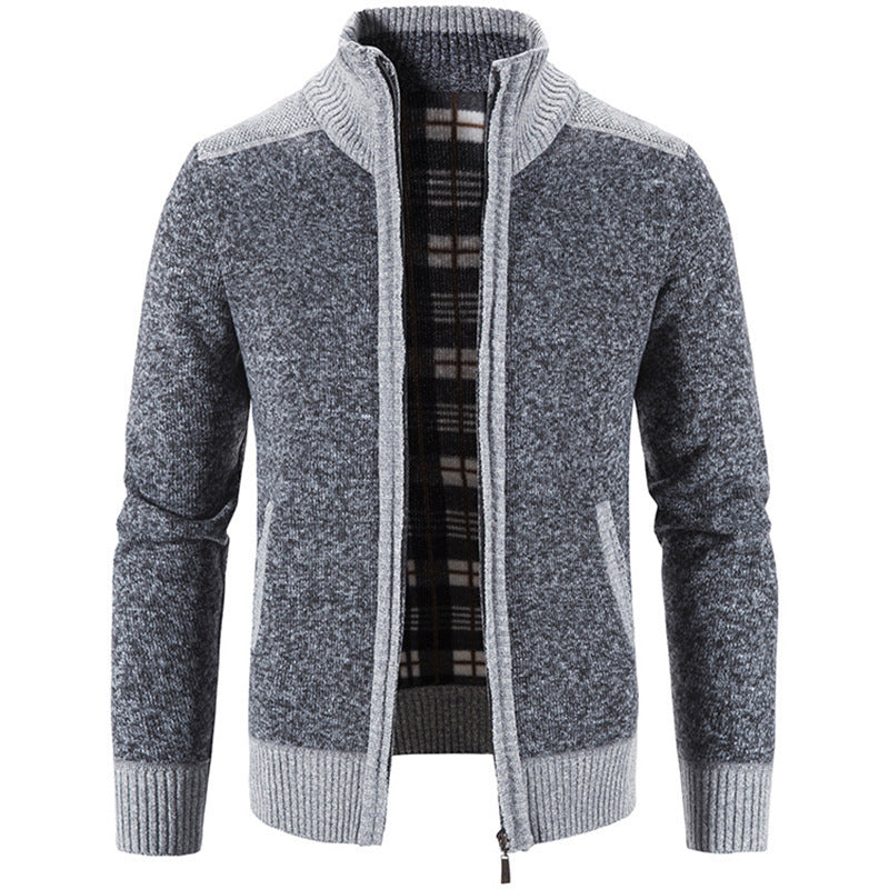 Herren Strickjacke Stehkragen Modern Strukturiert