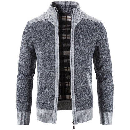 Herren Strickjacke Stehkragen Modern Strukturiert