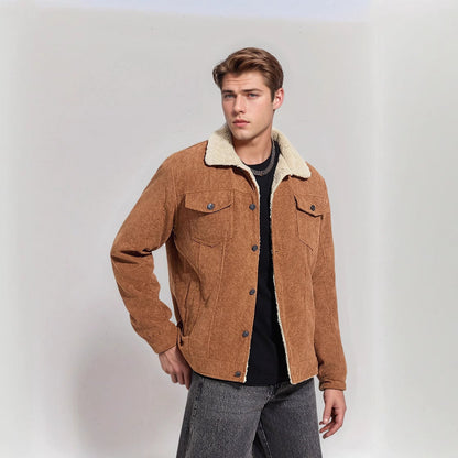 Herren Cordjacke Teddyfell Warm Winterjacke