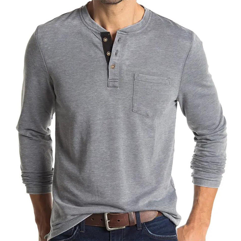 Herren Langarmshirt Modern Knopfdetails Elegant - BerlinGlamour