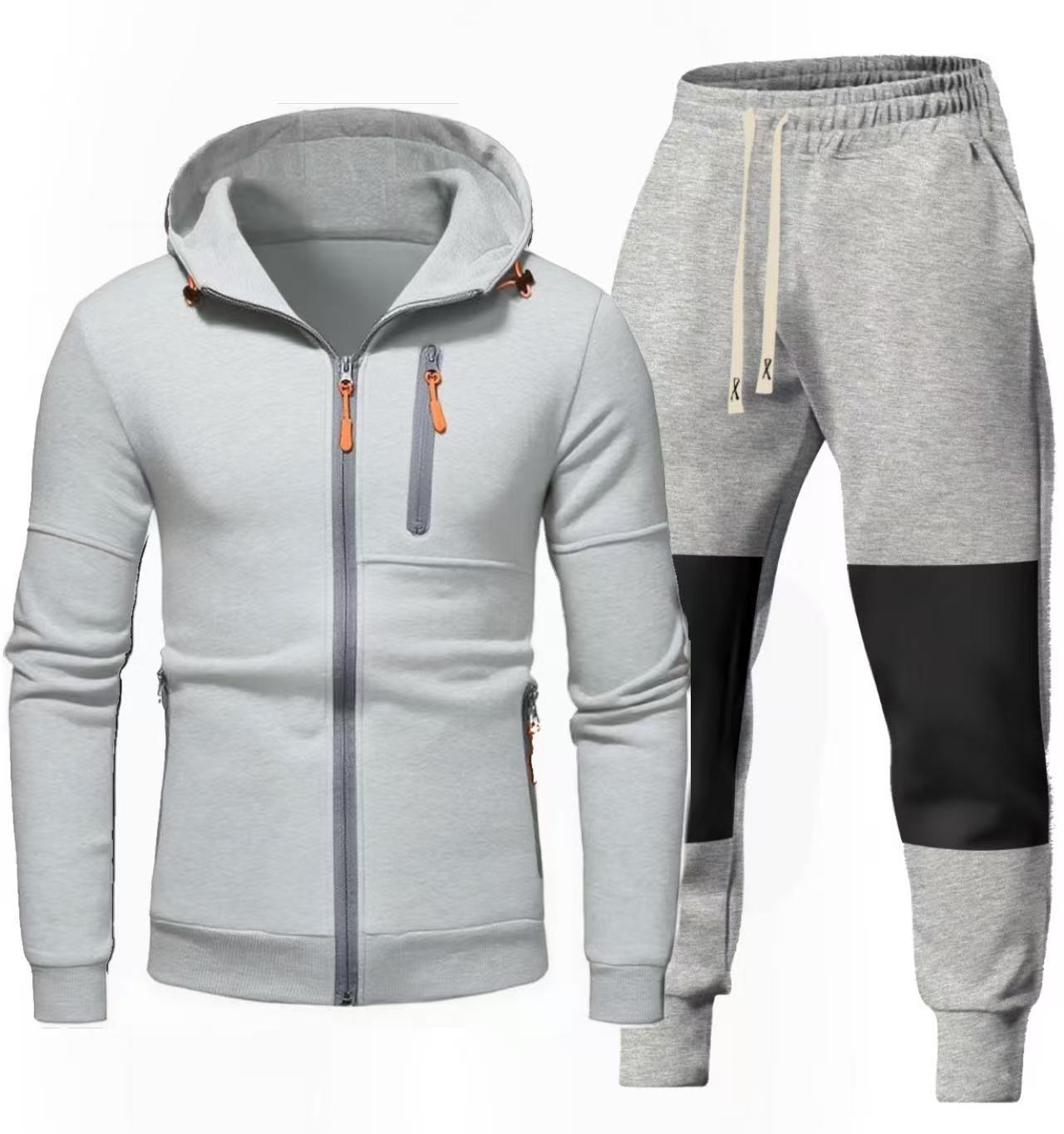 Herren Sportset Hoodie Jogginghose mit Reißverschlusstaschen