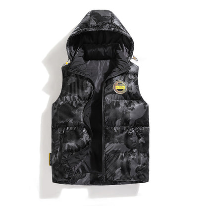 Herren Steppweste Warm Verstellbare Kapuze Urban Style