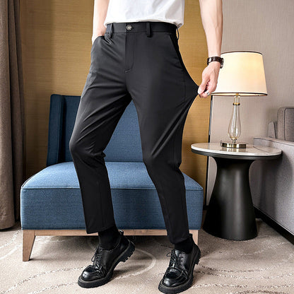 Herren Slim-Fit Hose Hochwertig mit Taschen Elegant