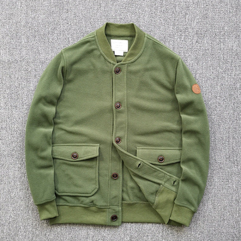 Damen Sweatjacke Lässig Mit Knöpfen und Taschen