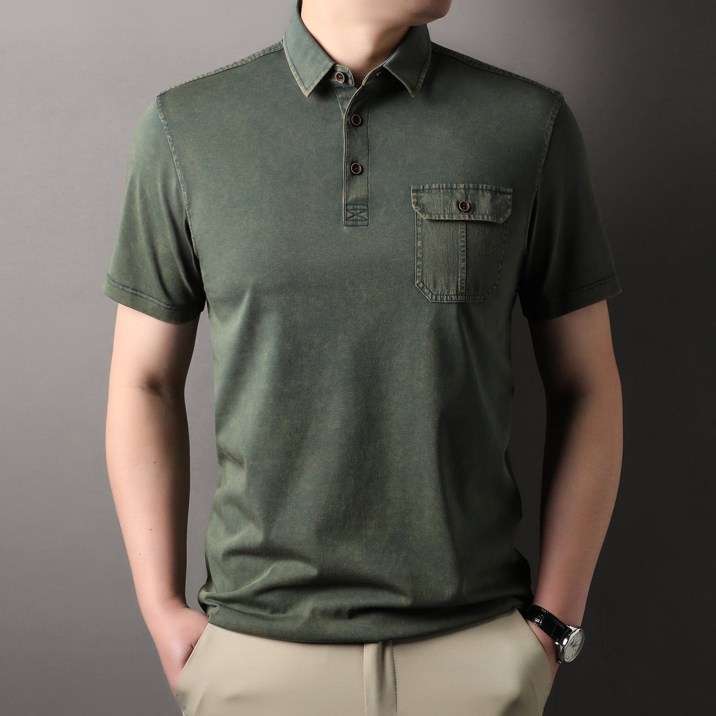 Herren Poloshirt Baumwoll mit Brusttasche Modern Slimfit