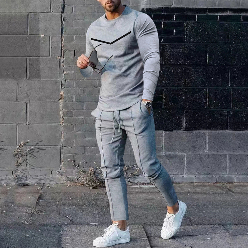 Herren Sportset Langarmshirt Atmungsaktiv Jogginghose Bequem
