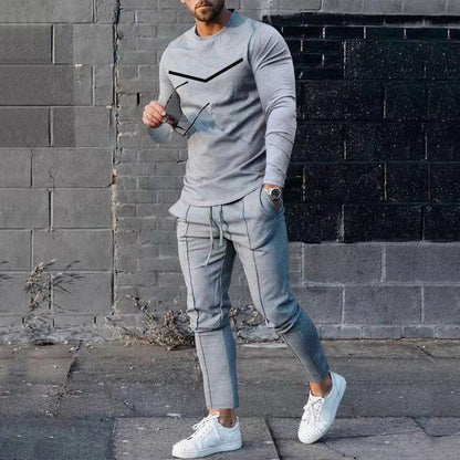 Herren Sportset Langarmshirt Atmungsaktiv Jogginghose Bequem