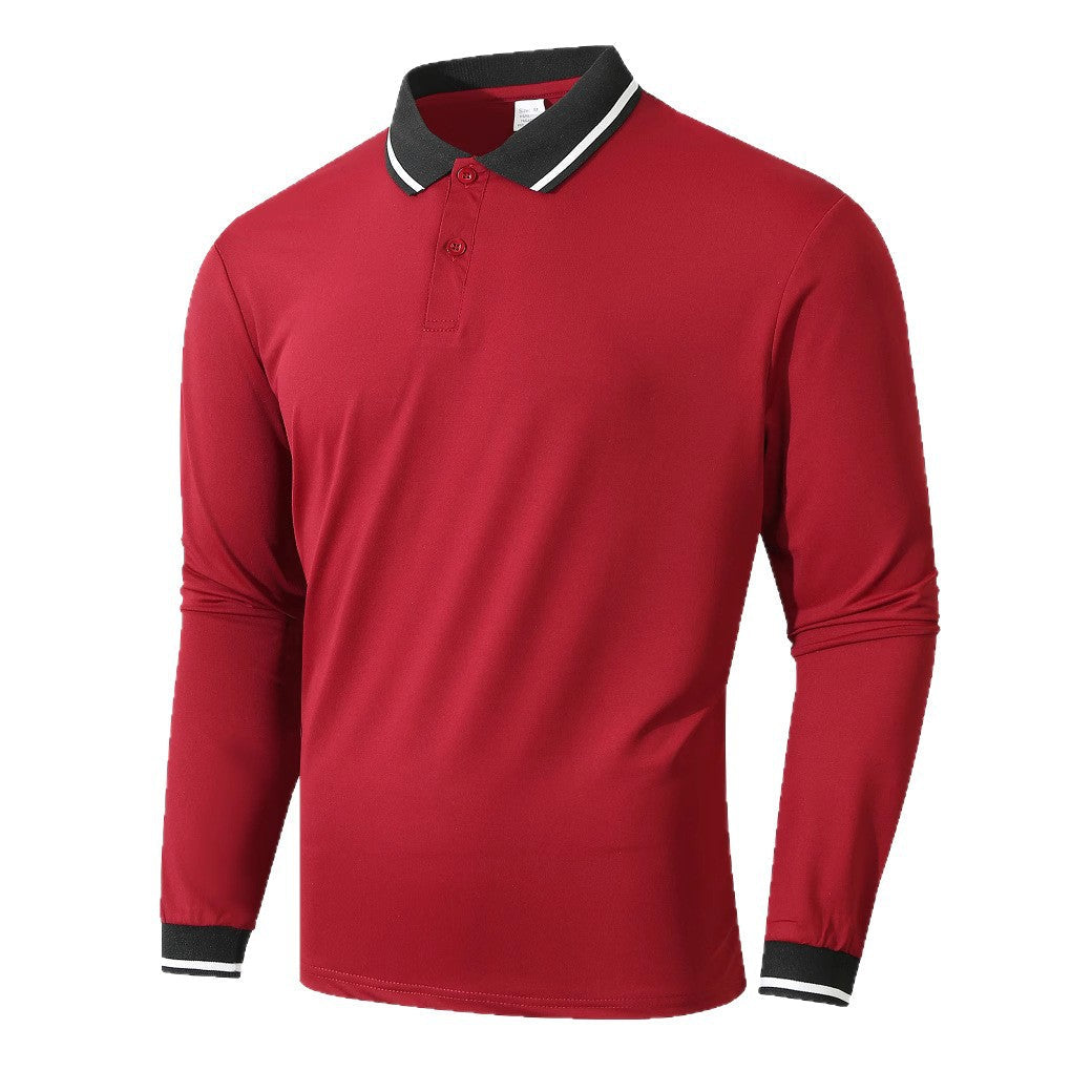 Herren Poloshirt Langarm Sportlich Rippstruktur Modisch