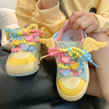 Damen Sneaker Mode Farbenfroh mit Applikationen