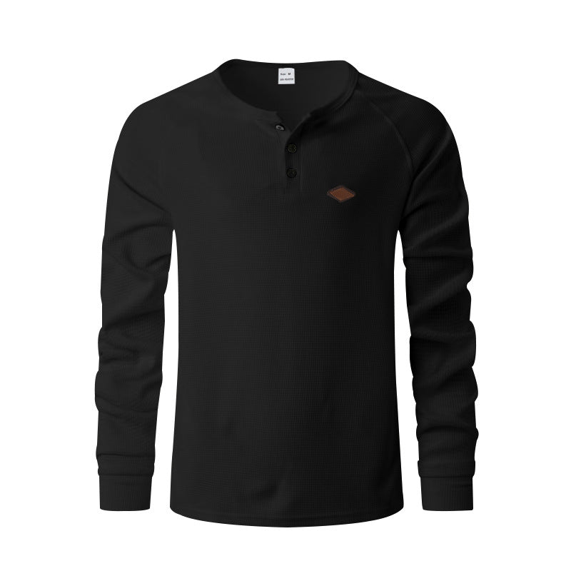 Herren Langarmshirt Weich Baumwolle Modern Knöpfe