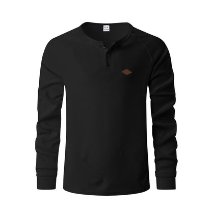 Herren Langarmshirt Weich Baumwolle Modern Knöpfe