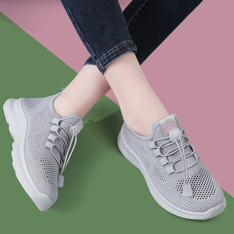 Damen Sneaker Atmungsaktiv Schnürsenkel Flexibler Laufschuh