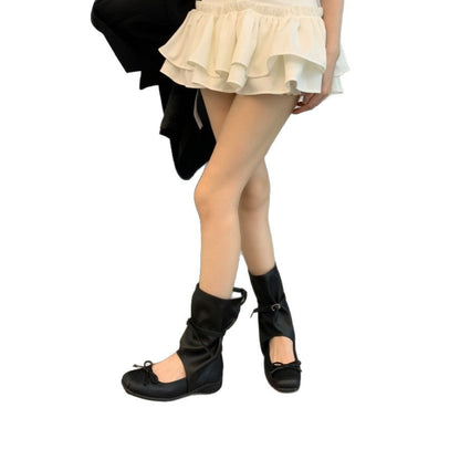Damen Ballerinas Elastisch Schleifenakzent Modisch