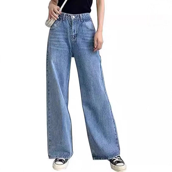 Damen High-Waist Jeans Bequem Mit Taschen