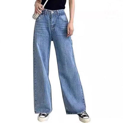 Damen High-Waist Jeans Bequem Mit Taschen