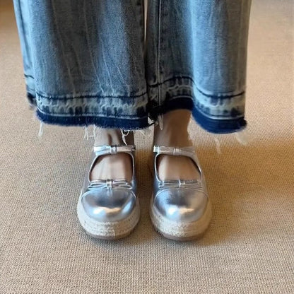 Damen Espadrilles Pantoletten mit Schleife Bequem Sommer
