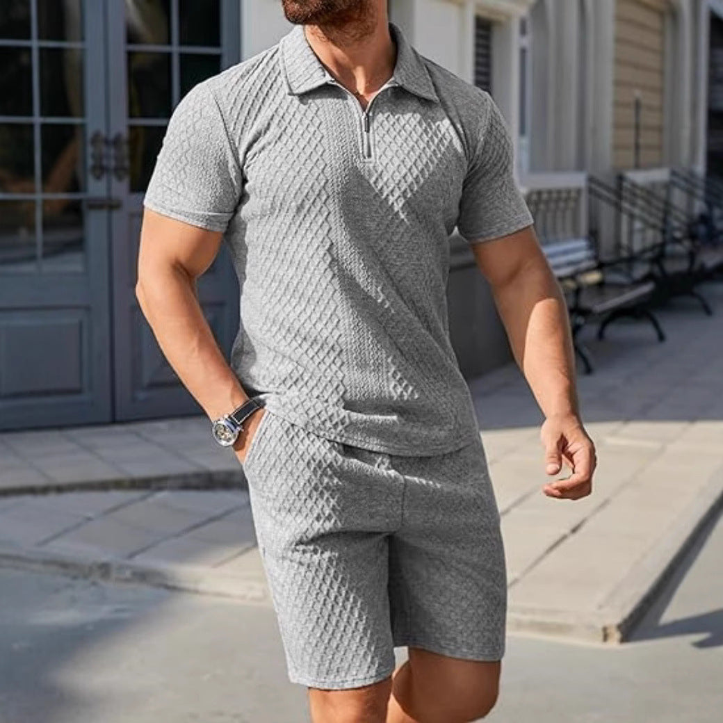 Herren Sportset Kurzarm mit Reißverschluss Modern