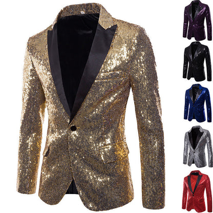 Herren Blazer Pailletten Glitzerjacke Elegant