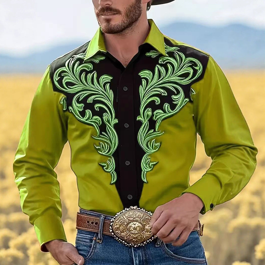 Herren Westernhemd Stickerei Modern Cowboy Style - BerlinGlamour
