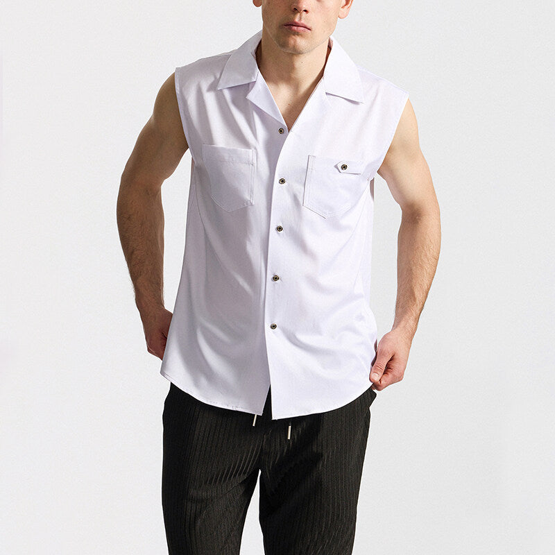 Herren Tanktop Hemd Modern mit Taschen Sportlich