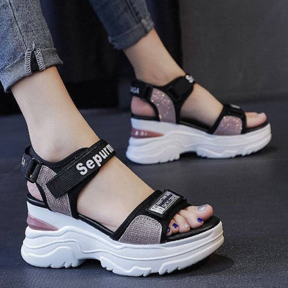 Damen Plateau-Sandalen Sportlich mit verstellbaren Riemen