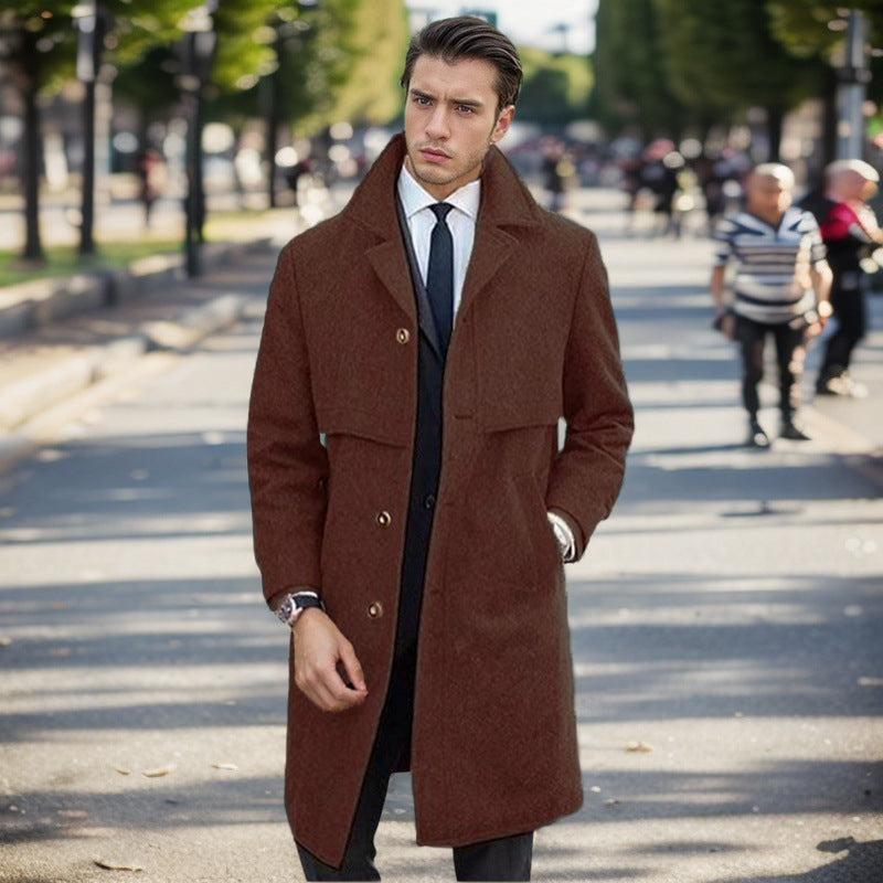 Herren Wollmantel Elegante Optik Doppelknopf Modern