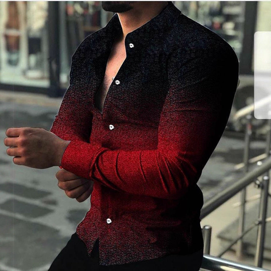 Herren Langarmhemd Farbverlauf Modern Edel Look