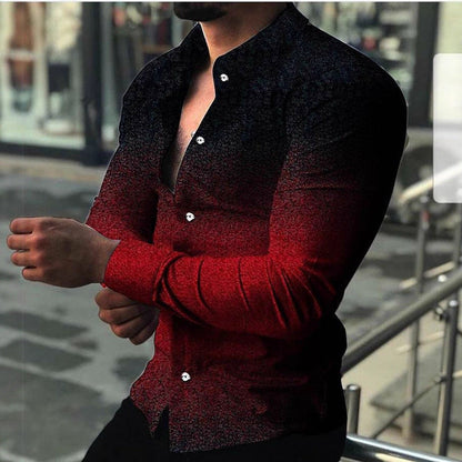 Herren Langarmhemd Farbverlauf Modern Edel Look