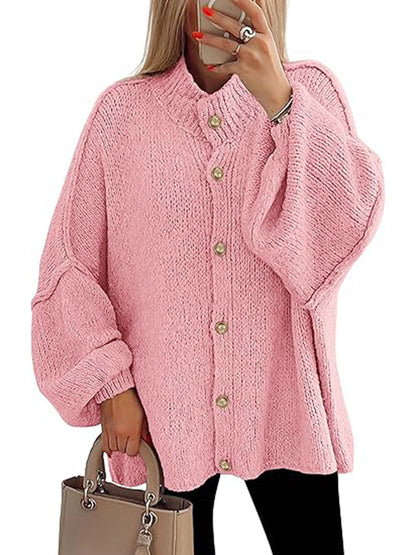 Große Damen Strickjacke Oversized Knopfverschluss