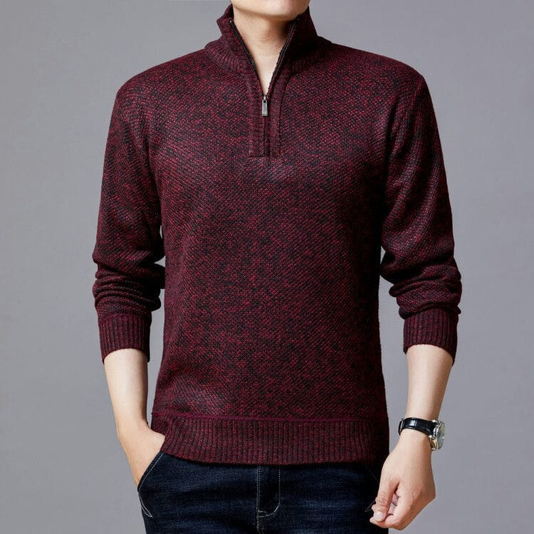 Herren Strickpullover Moderner Stehkragen Grobstrick Optik