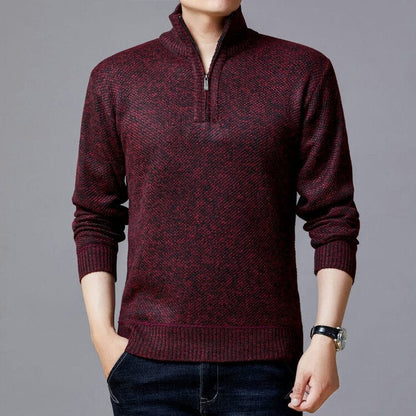 Herren Strickpullover Moderner Stehkragen Grobstrick Optik