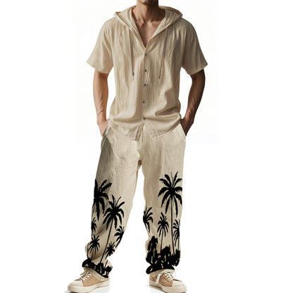 Herren Sommerjacke Kapuze Palmenmuster Trendig