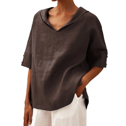 Damen Bluse Modern mit Blumenmuster und V-Ausschnitt