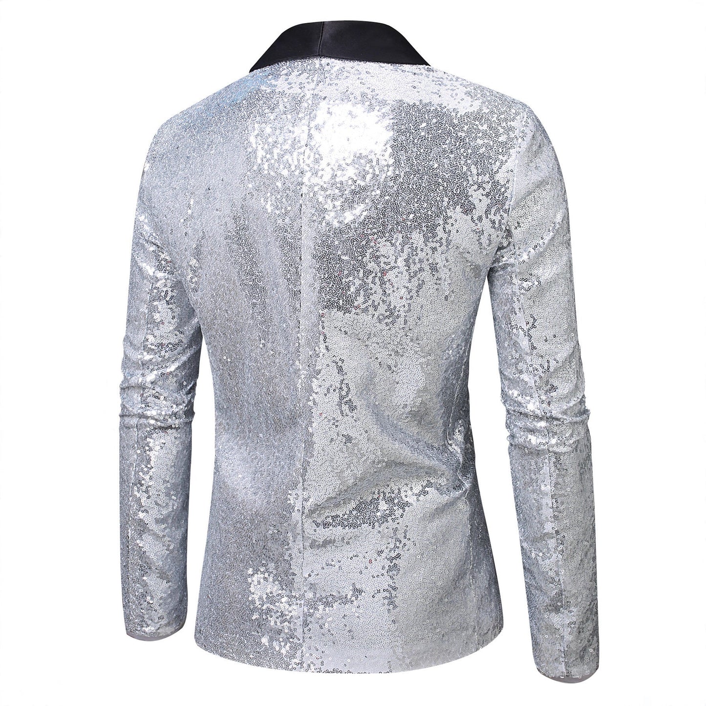 Eleganter Herren Blazer Glänzend Pailletten Revers Abendjacke