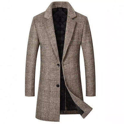 Eleganter klassischer Karomantel mit doppelter Knopfreihe BerlinGlamour