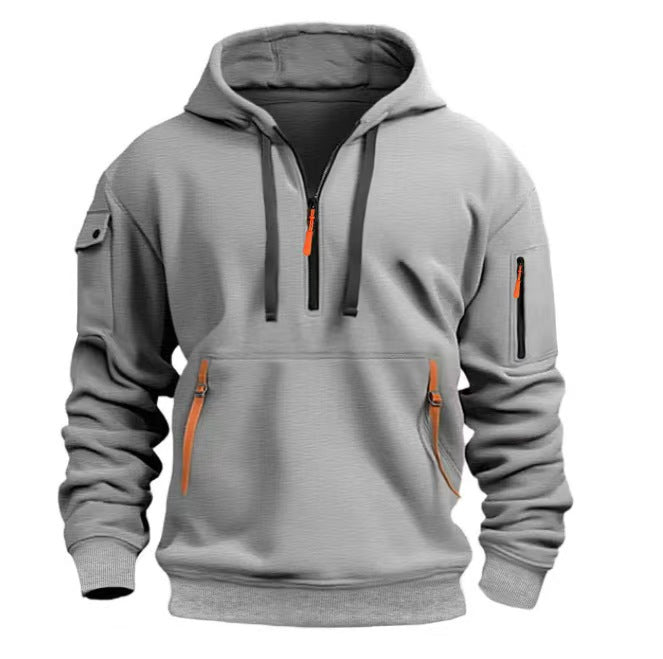 Herren Kapuzenpullover Funktional mit Taschen Schwarz