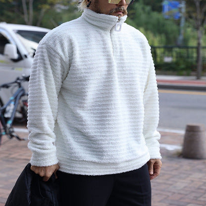 Herren Fleece-Pullover Weich mit Reißverschluss Strukturiert