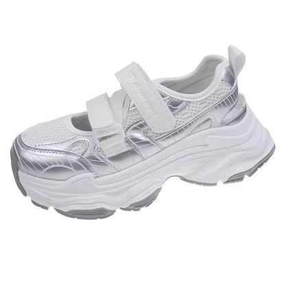 Damen Sneaker Bequem Klettverschluss Weite Passform