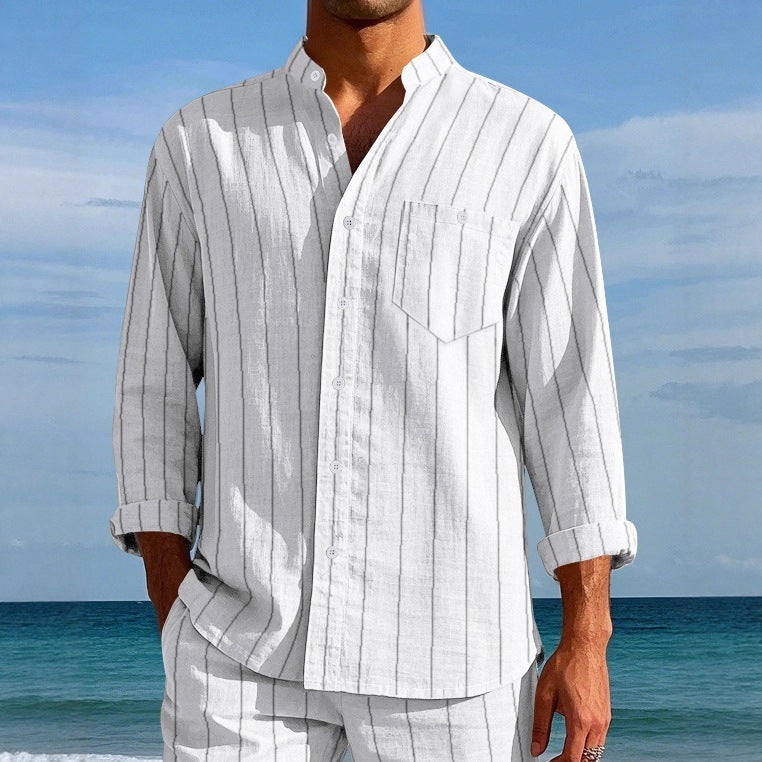 Herren Langarmhemd Slim Fit Streifenmuster Elegant - BerlinGlamour