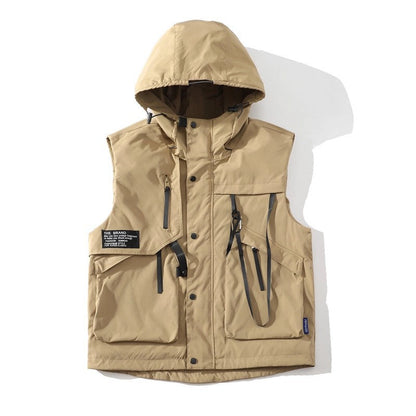 Herren Outdoor-Weste Wasserdicht mit Kapuze und Taschen
